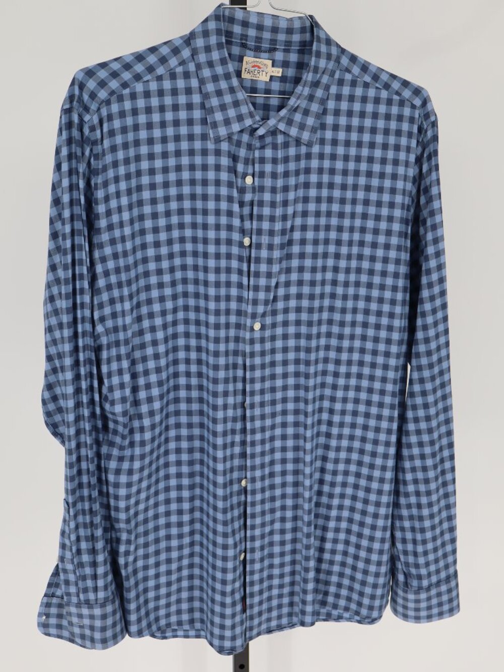 Faherty Brand Cotton blend button-down shirt, gingham check pattern XLT